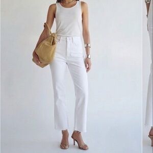 MOTHER Crisp White Cropped Jeans